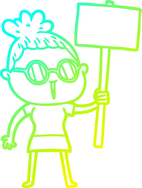 一个戴眼镜的卡通女人的冷梯度线条画图片下载