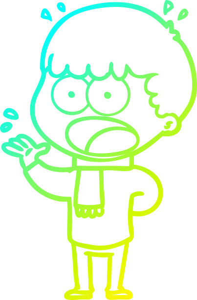 卡通震惊男人的渐变线条冷色画图片下载