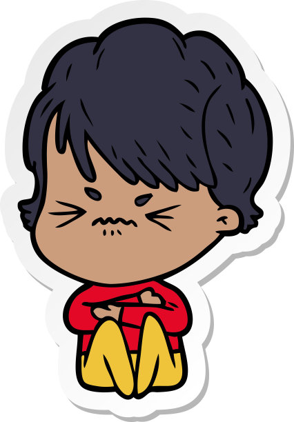 一个失意的卡通女人的贴纸图片下载