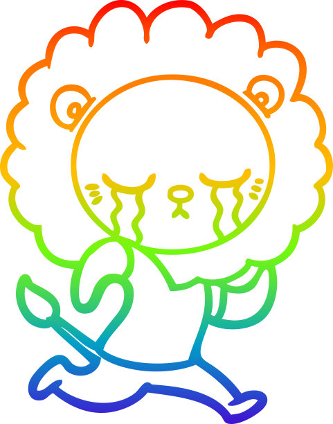 彩虹渐变线绘制一个哭泣的卡通狮子图片下载