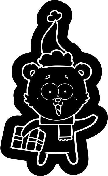 戴着圣诞帽拿着圣诞礼物笑的泰迪熊图片下载