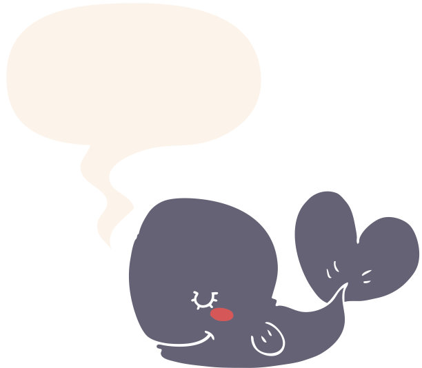 复古风格的卡通鲸鱼和语音泡泡图片下载