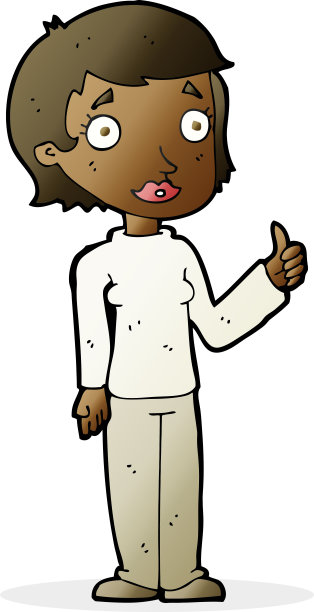 卡通女人竖起大拇指图片下载