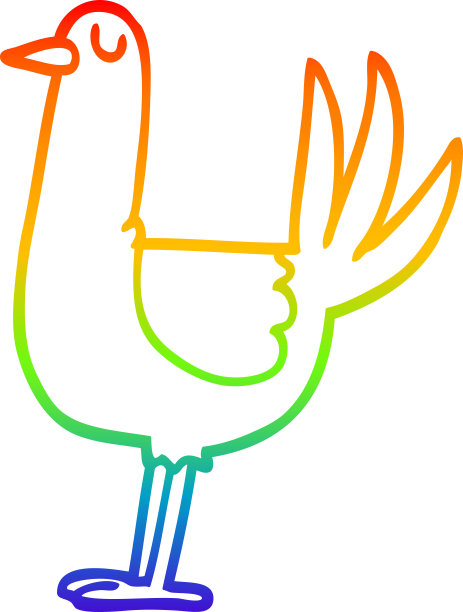 彩虹渐变线条绘制的一只卡通高鸟图片下载