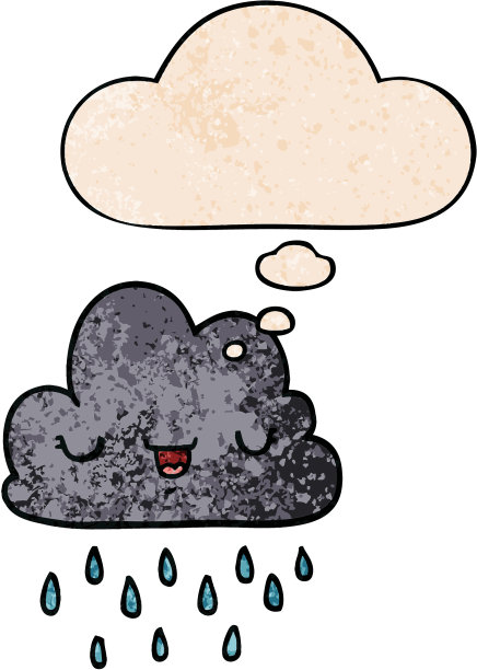 卡通风暴云与思想泡沫在垃圾纹理风格图片下载