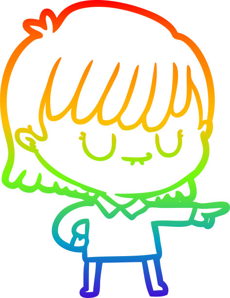 彩虹渐变线画一个卡通女人图片下载