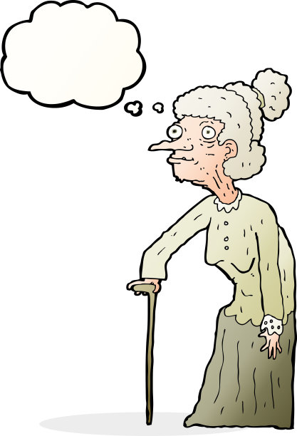 有思想泡泡的卡通老太太图片下载