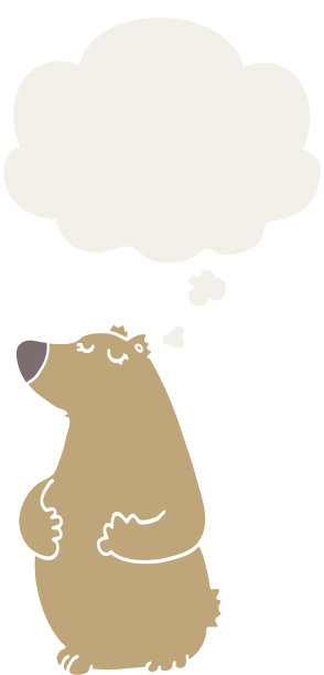 复古风格带有思想泡泡的卡通熊图片下载