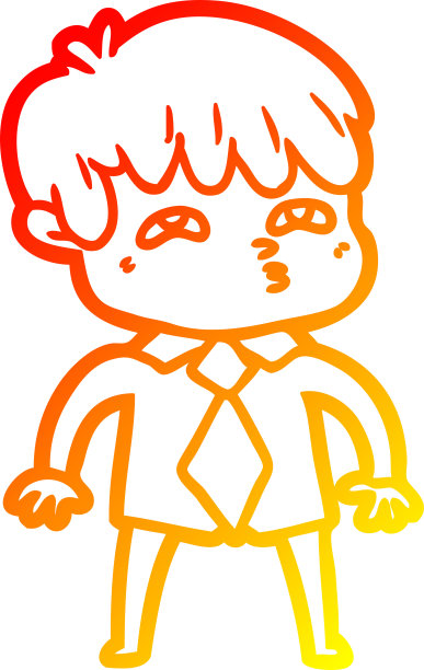 卡通好奇男人的暖色渐变线条画图片下载