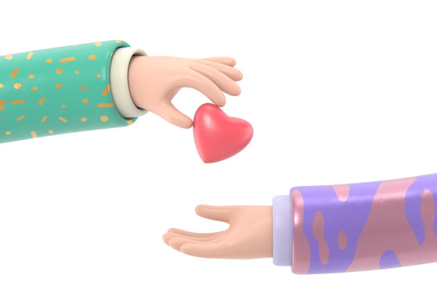 卡通手势图标模型。手握像标志泡泡。社交媒体，反馈，同情，赞同想法，爱和评价卡通海报概念。白色背景的3D渲染。图片下载