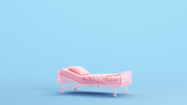 粉红色可调节医院床毯保健护理病房休养康复媚俗蓝色背景图片下载