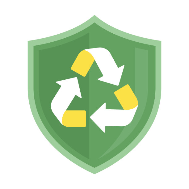 回收盾符号渐变设计模板图标元素。现代自然叶图标与盾牌标志设计符号概念模板图片下载
