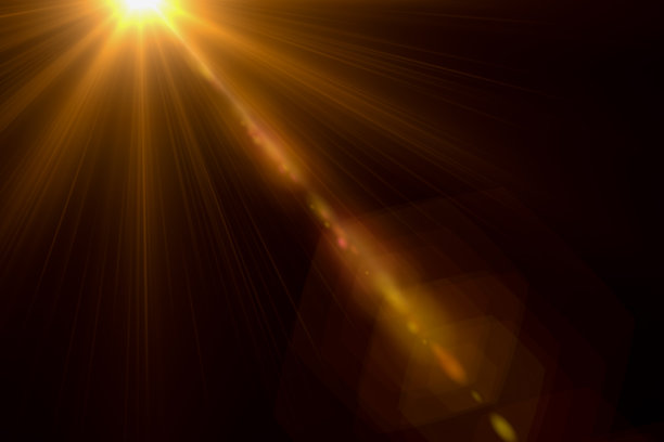 数字太阳光线渲染隔离在黑色背景上，用于叠加设计或屏幕混合照片编辑图片下载