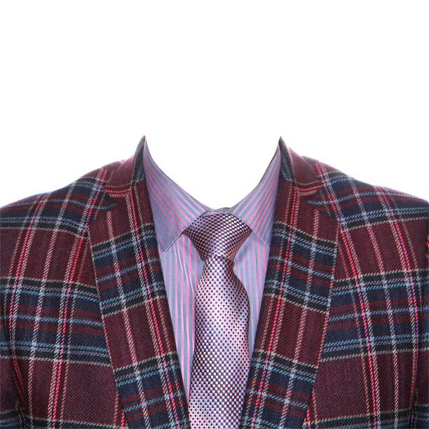 白底格纹男套装。图片下载