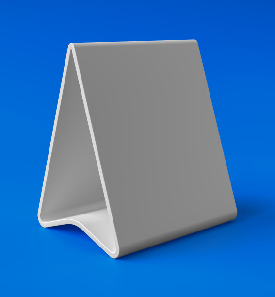 白色三角形标志立在闪亮的蓝色背景上图片下载