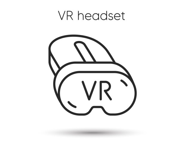 VR头显线性图标：虚拟现实设备标志图片下载