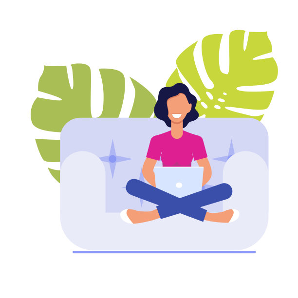 向量。在家工作，共同工作，概念设计。年轻人，男女自由职业者，穿着家常衣服，在家里用笔记本电脑和电脑工作。可爱的插图在平面风格。图片下载