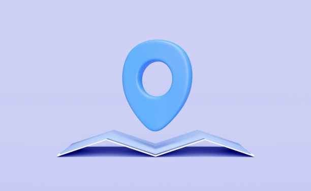 3d地图和针被隔离在蓝色。抽象背景，地图地球旅行概念，3d渲染插图图片下载