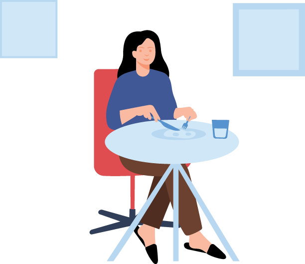 这个女孩正在吃早餐。图片下载