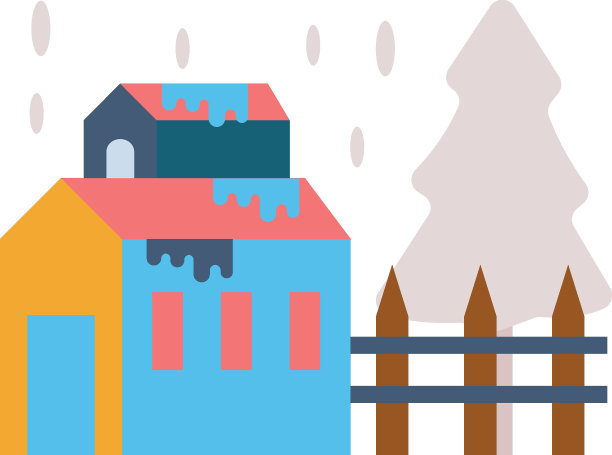 房子被雪覆盖着。图片下载