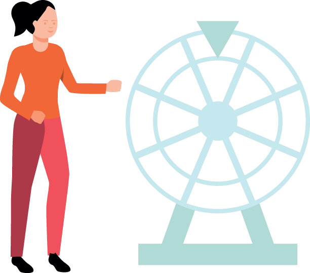 这个女孩站在旋转板旁边。图片下载