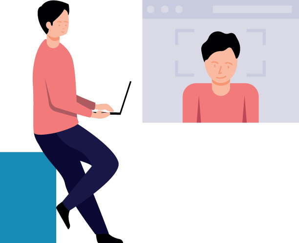 那男孩在打视频电话。图片下载