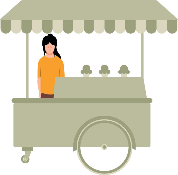 这个女孩有一个蔬菜摊。图片下载