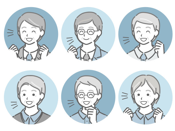 对角线圆形图标集的老人谁高兴图片下载