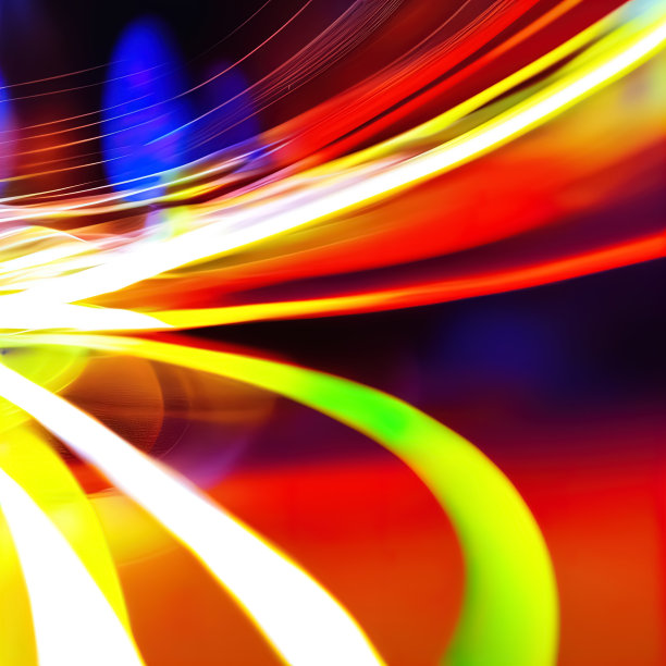 发光的能量线。轻微模糊的背景与霓虹信息线索。以未来高科技为主题的插画。图片下载