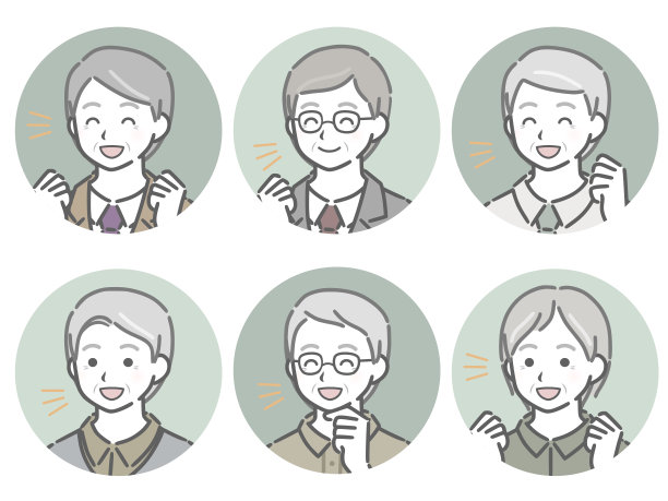 对角线圆形图标集的老人谁高兴图片下载