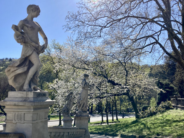 意大利- Piemont- Torino - Parco del Valentino - 12个月的喷泉图片下载