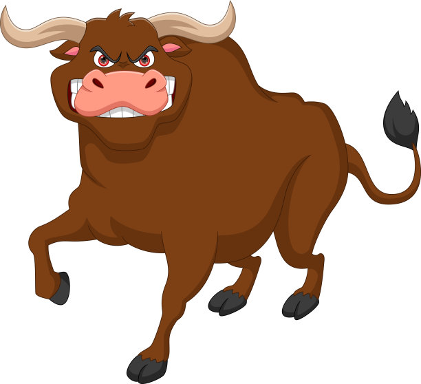 可爱的水牛卡通在白色的背景图片下载