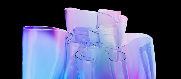 抽象彩色渐变折叠透明塑料材料3d渲染图片下载