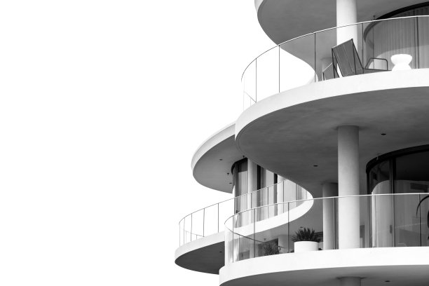 黑白特写，新的，现代的公寓楼，背景与复制空间图片下载