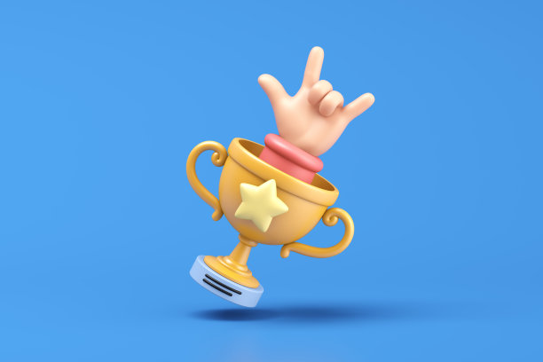 奖杯上有一颗星，手有摇滚的手势图片下载