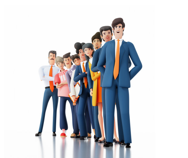 成功的商务人士、商务团队对着镜头微笑。3D渲染图图片下载