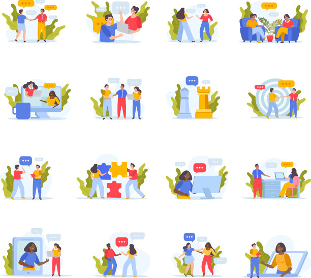 谈判平面组合作品集图片下载