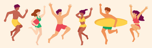 人们穿着泳装蹦蹦跳跳图片下载