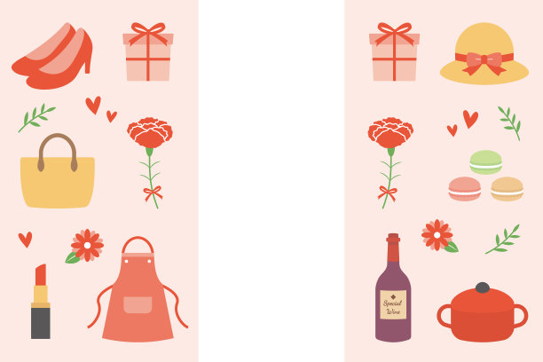 母亲节的背景框架，缩略图和标题标志。康乃馨花装饰，可爱的矢量插图。图片下载