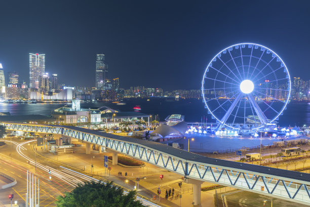 香港维多利亚港的夜景图片下载