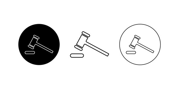 黑色法官锤子图标集图片下载