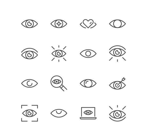 一组眼睛相关的图标。图片下载