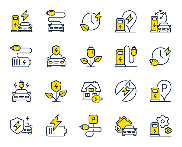 电动汽车充电线图标充电站图片下载