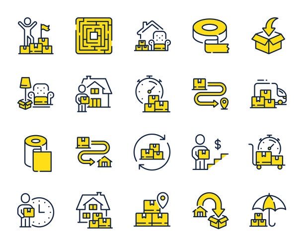 搬家服务线图标家具搬家出租图片下载