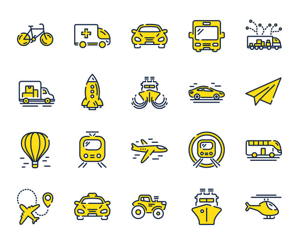 运输线路图标集的士直升机和图片下载