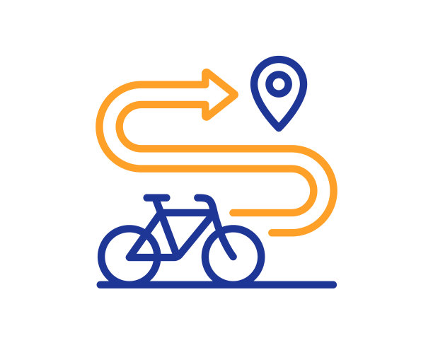 自行车道线图标交付自行车运输图片下载