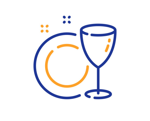 盘子线条图标餐具酒杯标志图片下载