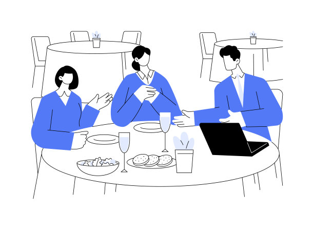 商务午餐抽象概念矢量插图。图片下载