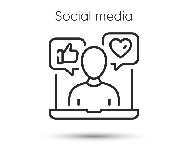 社交媒体专家线图标媒体影响力图片下载
