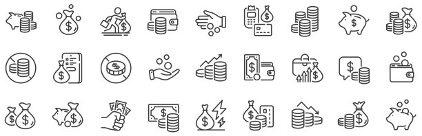 硬币线图标现金钱捐赠硬币给图片下载